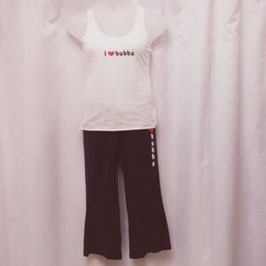 I Love Bubba Gump Shrimp Company 2 Piece Set Souvenir Tank Capris 2006 Jr Medium